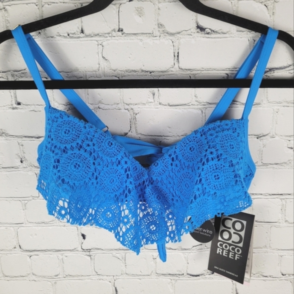 COCO REEF | crochet lace ruffle underwire tie back bikini top
